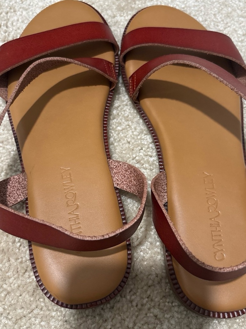 Cynthia Rowley Burgundy Strappy Flat Sandals